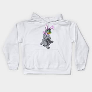 Bobtail BunnyCat: Blue (Pink) Kids Hoodie